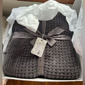 Barefoot Dreams Charcoal Waffle Knit Throw